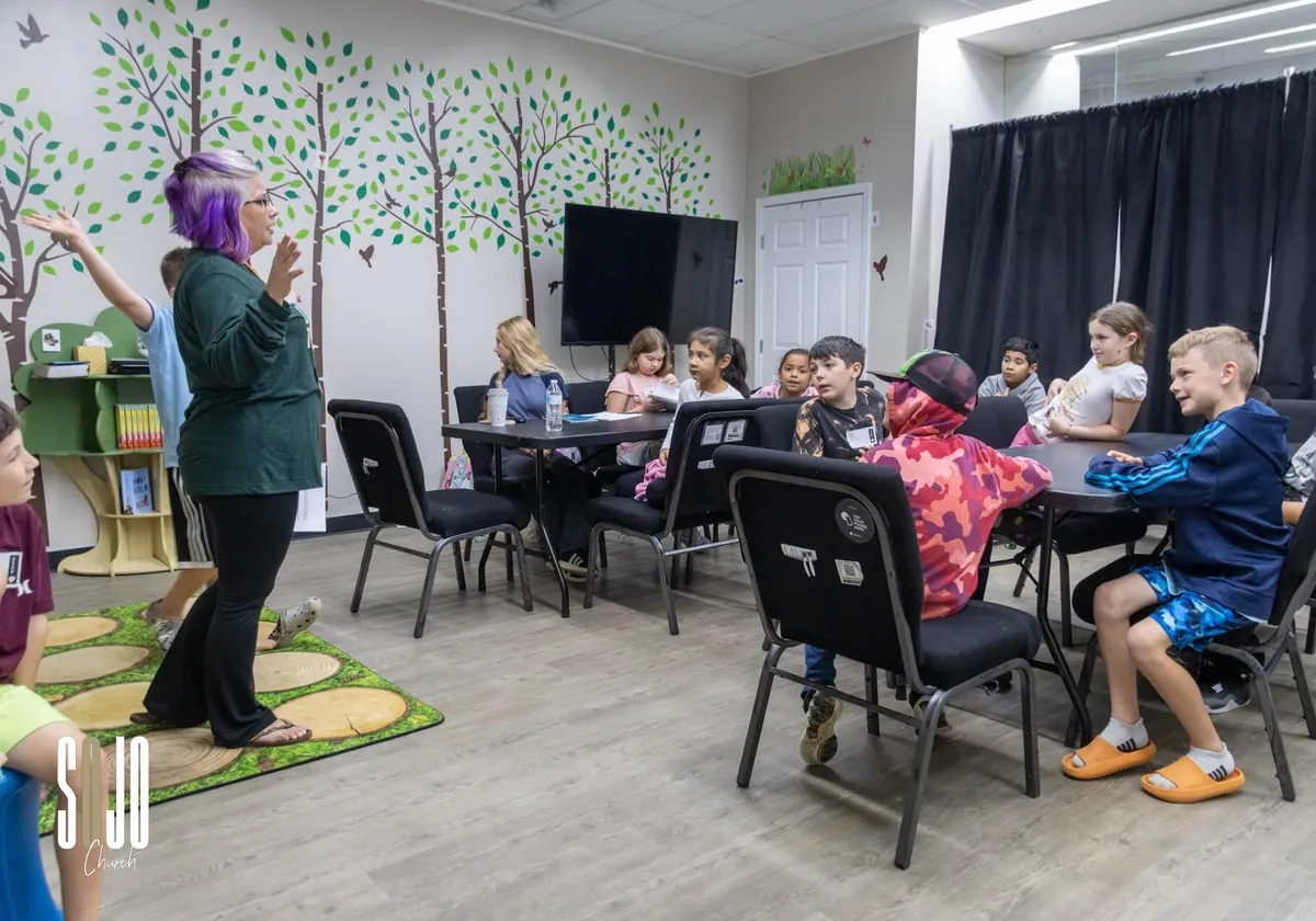 Elementary kids in a SOJO Kids small group