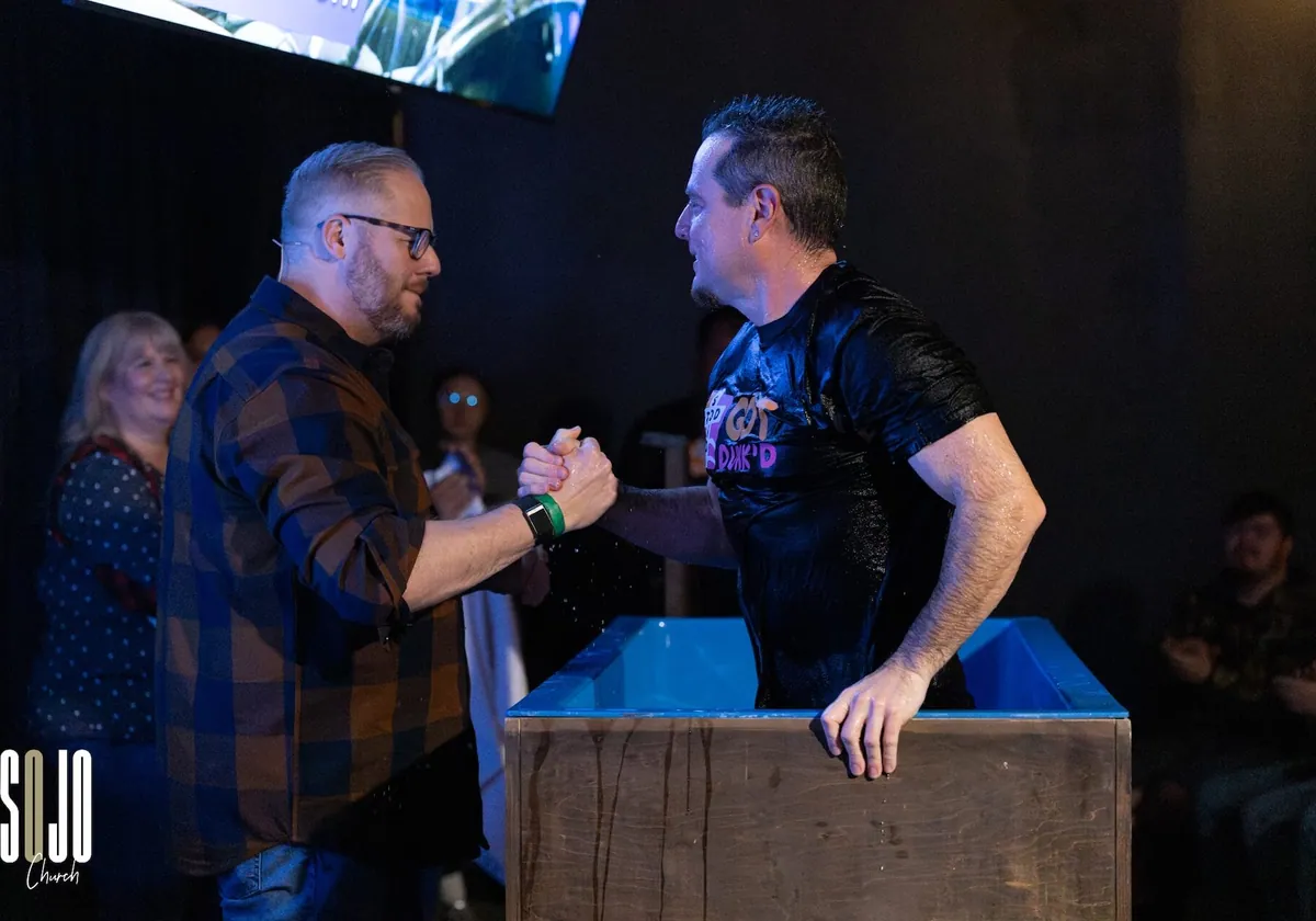 A baptism moment at the SOJO tank