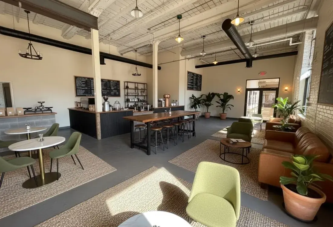 Rendering of the café and coffee area