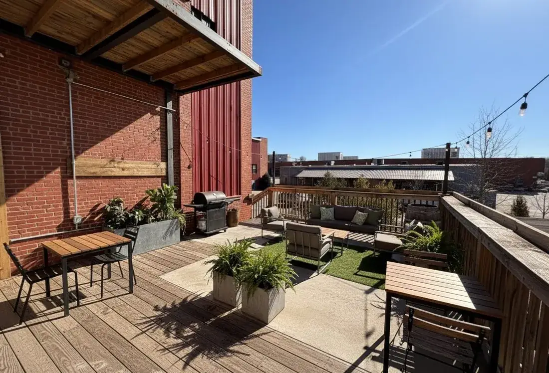 Rendering of the outdoor deck at Gibson Mill