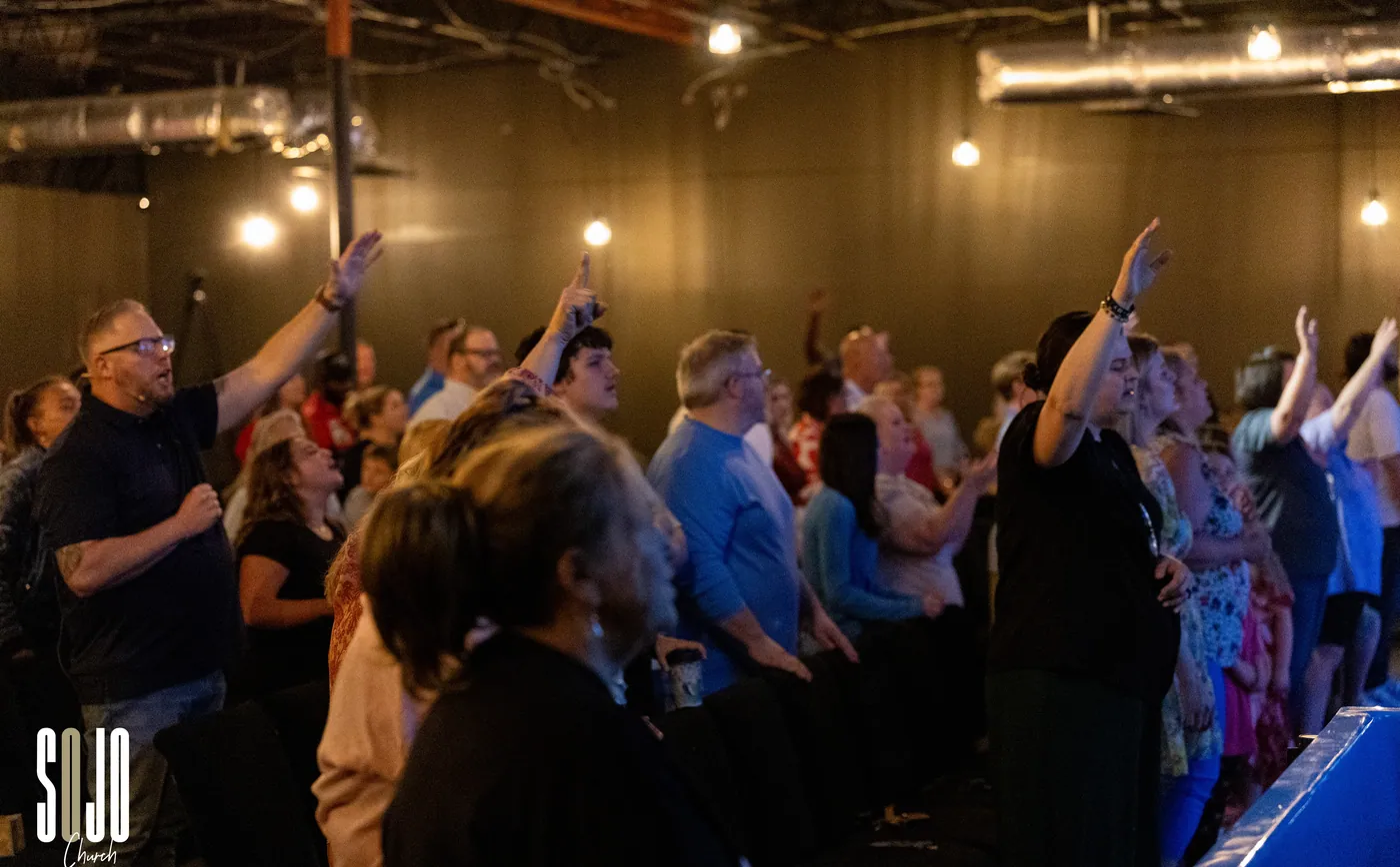 The SOJO congregation in worship on a Sunday morning