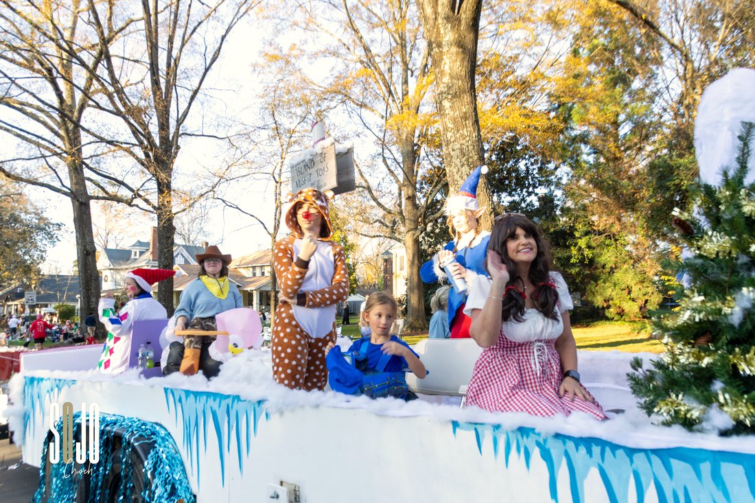 The SOJO float rolling in the Concord Christmas Parade