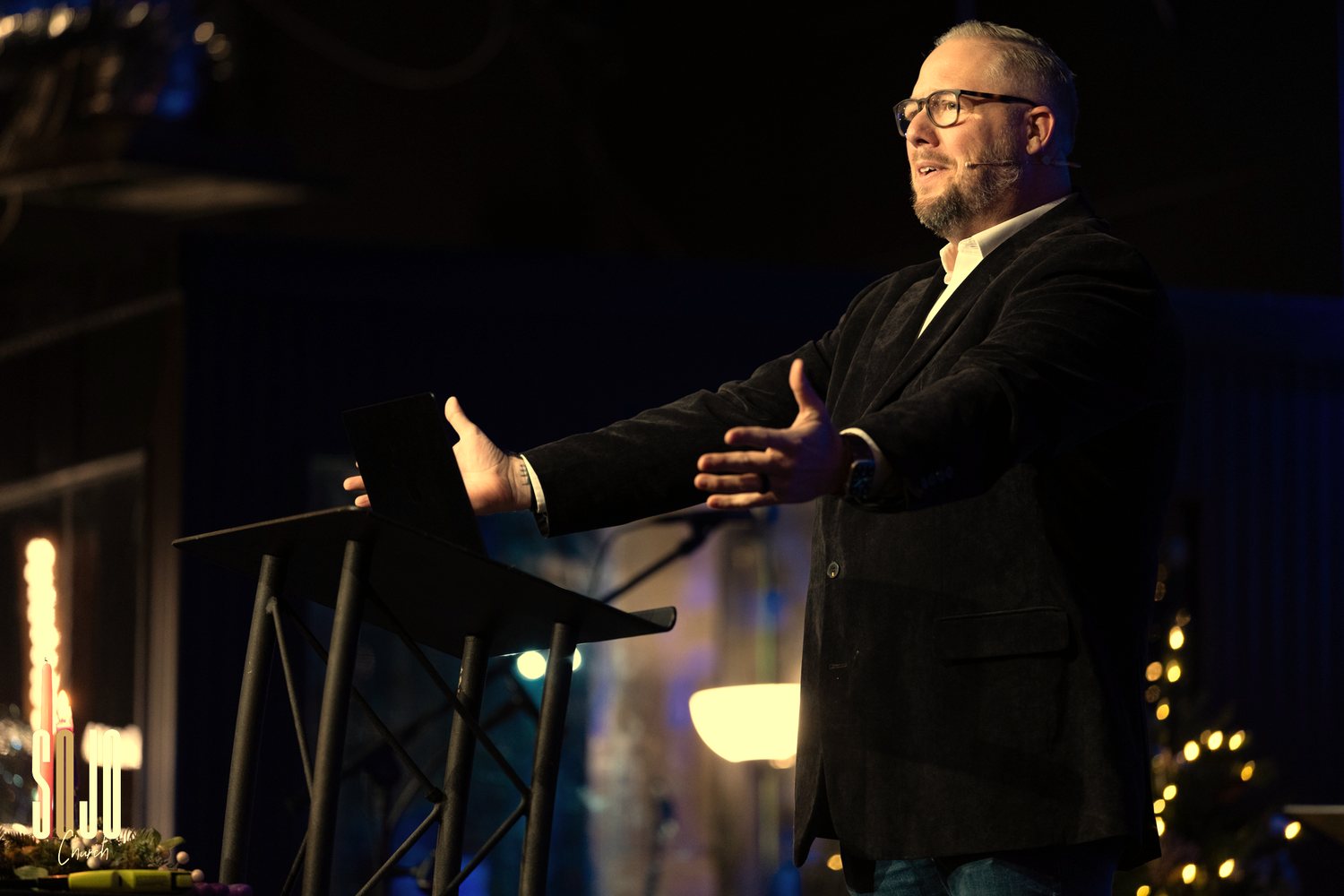 Pastor Corey Alley speaking at SOJO Church