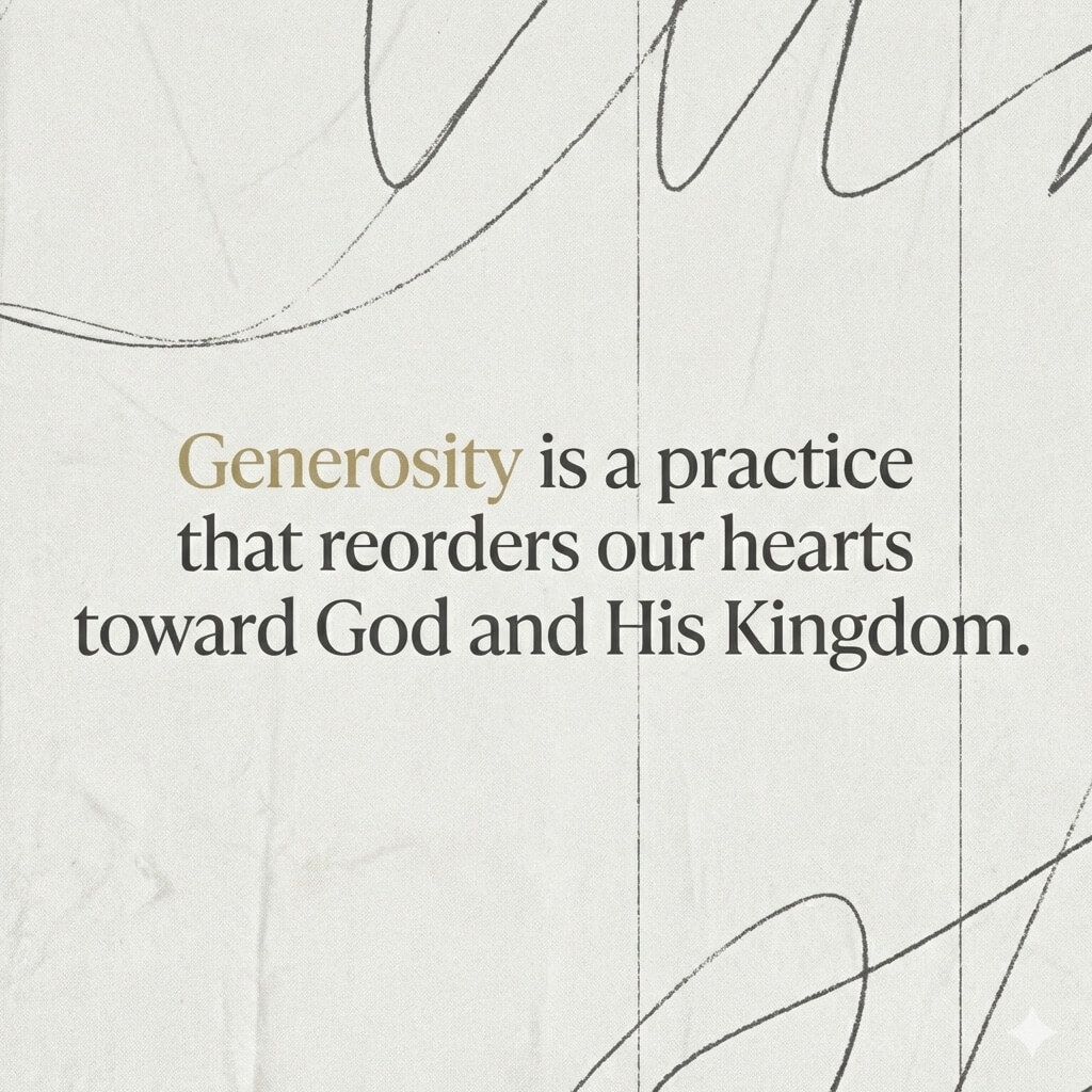Generosity reorders hearts toward God and His Kingdom.